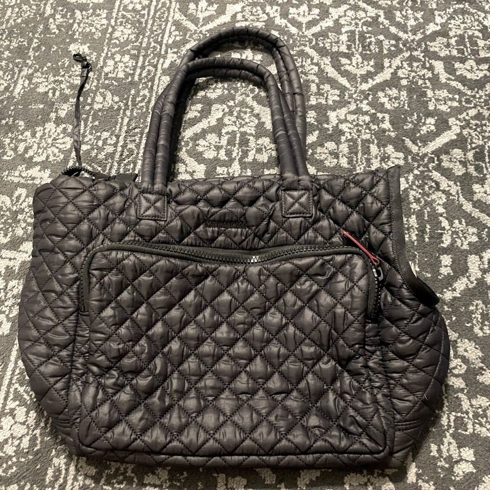 MZ Wallace Quilted Metro Dog Carrier Tote Bag / Black